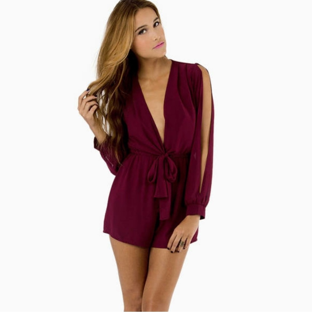 Tobi Burgundy Romper